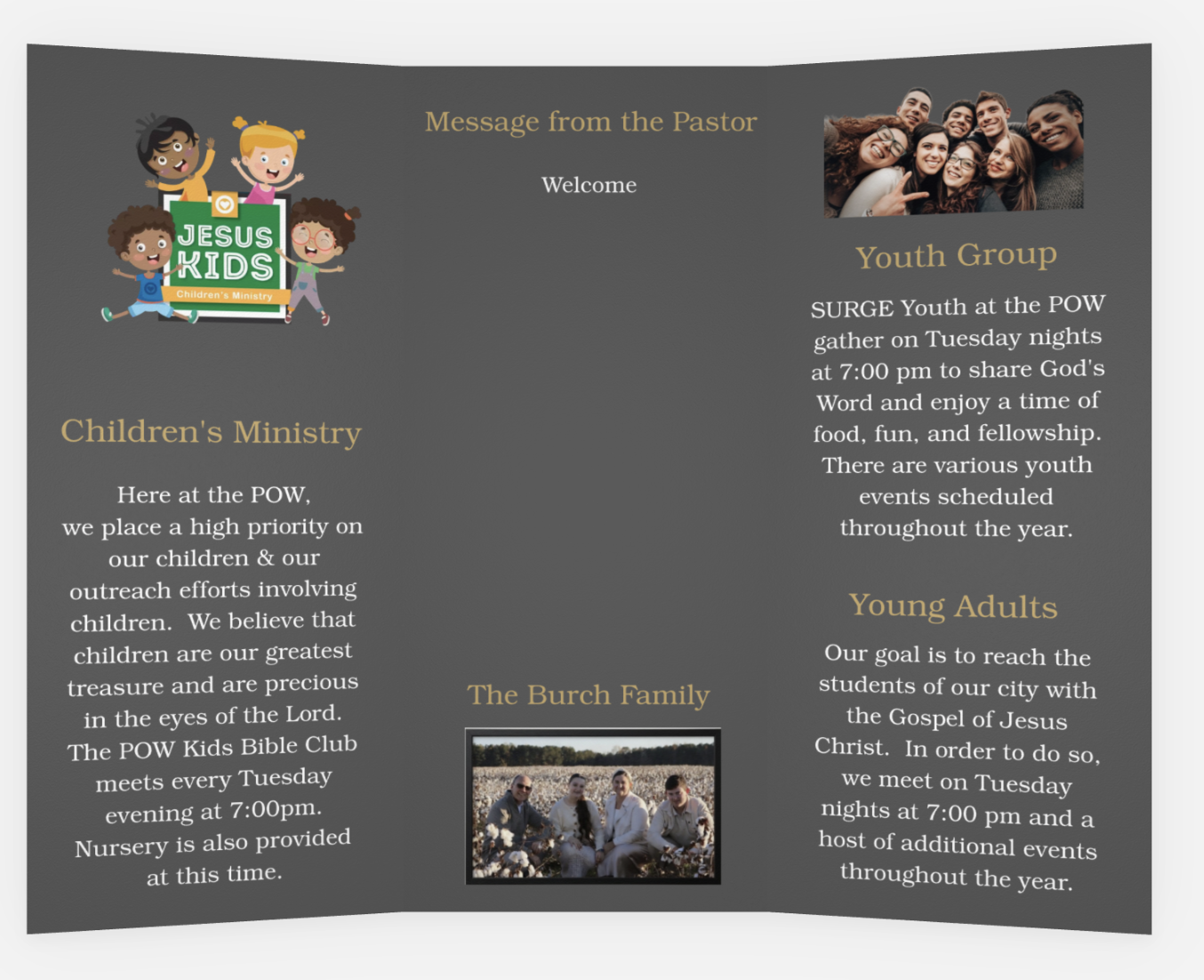 Pentecostals of Wilmington — Tri-fold Brochure Inside