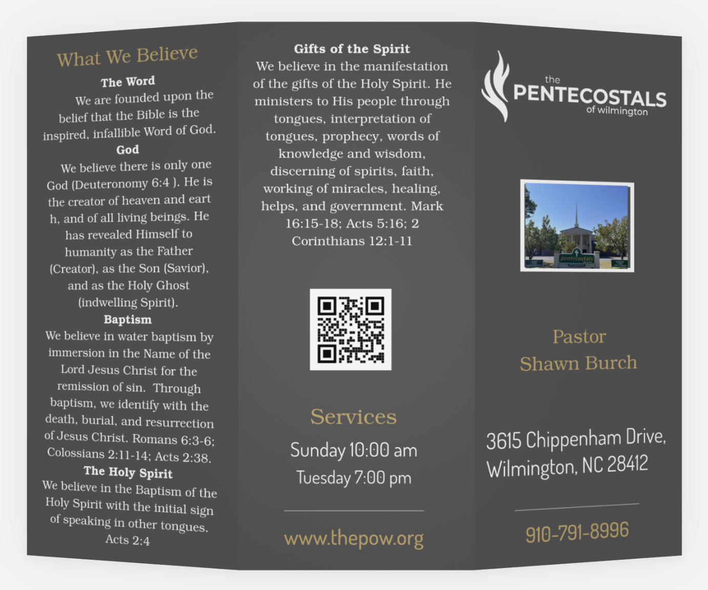 Pentecostals of Wilmington — Tri-fold Brochure Outside